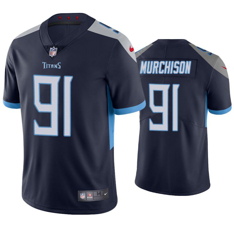 Men Tennessee Titans #91 Larrell Murchison Nike Navy Vapor Limited NFL Jersey